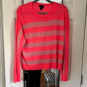 J. Crew Collection neon flouro pink stripe cashmere XL EUC